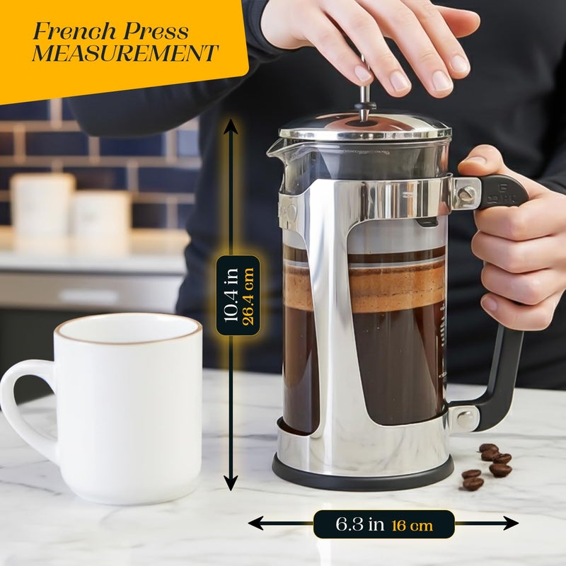 ESPRO P5 French Press Coffee Maker â€“ Patented Double Micro-Filter for Grit Free Brew, Heat-Resistant Thicker Borosilicate Glass Coffee Press â€“ 32 oz - Image 2